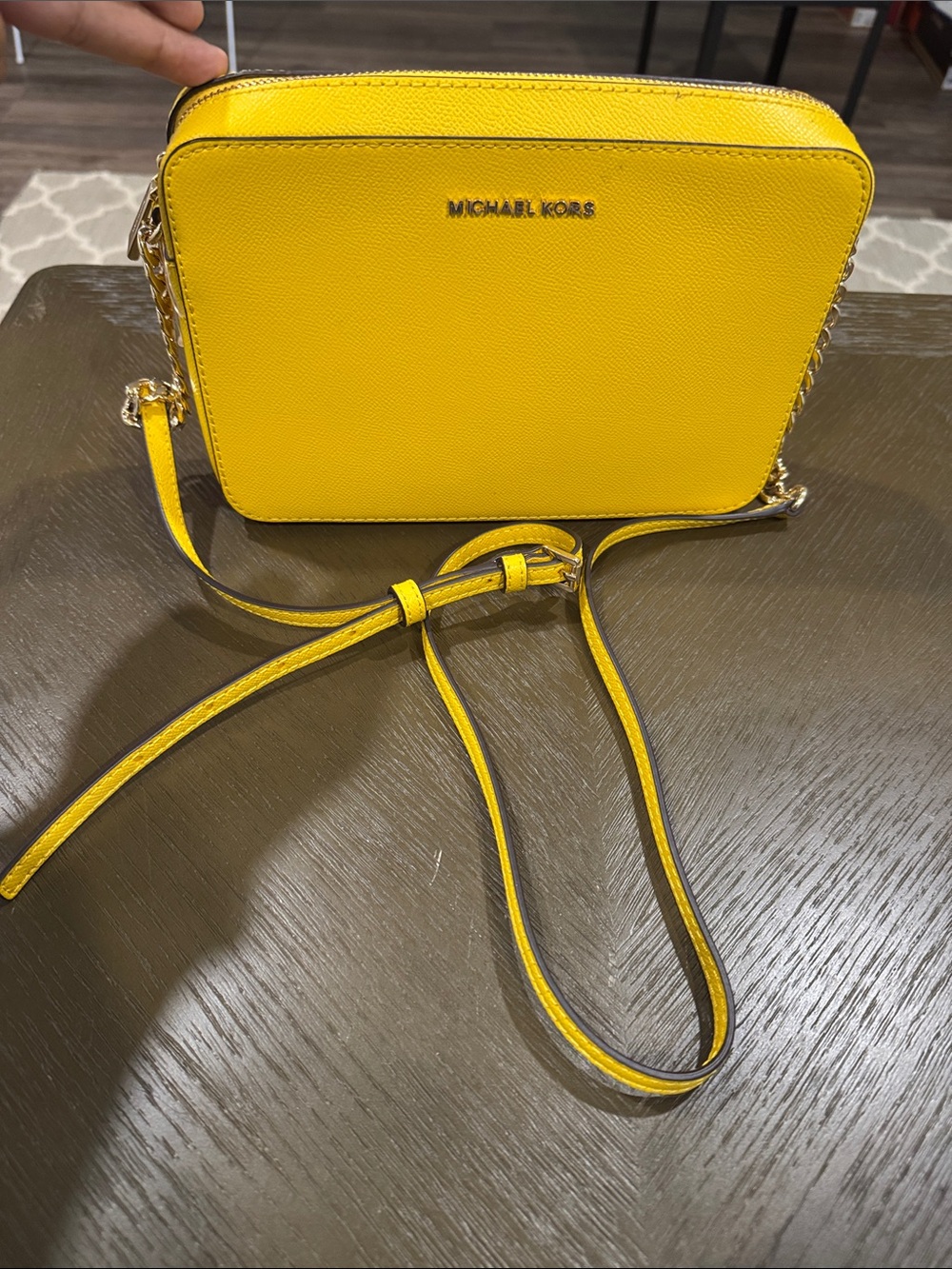 Michael Kors Bright Yellow Saffiano Crossbody with Gold Hardware